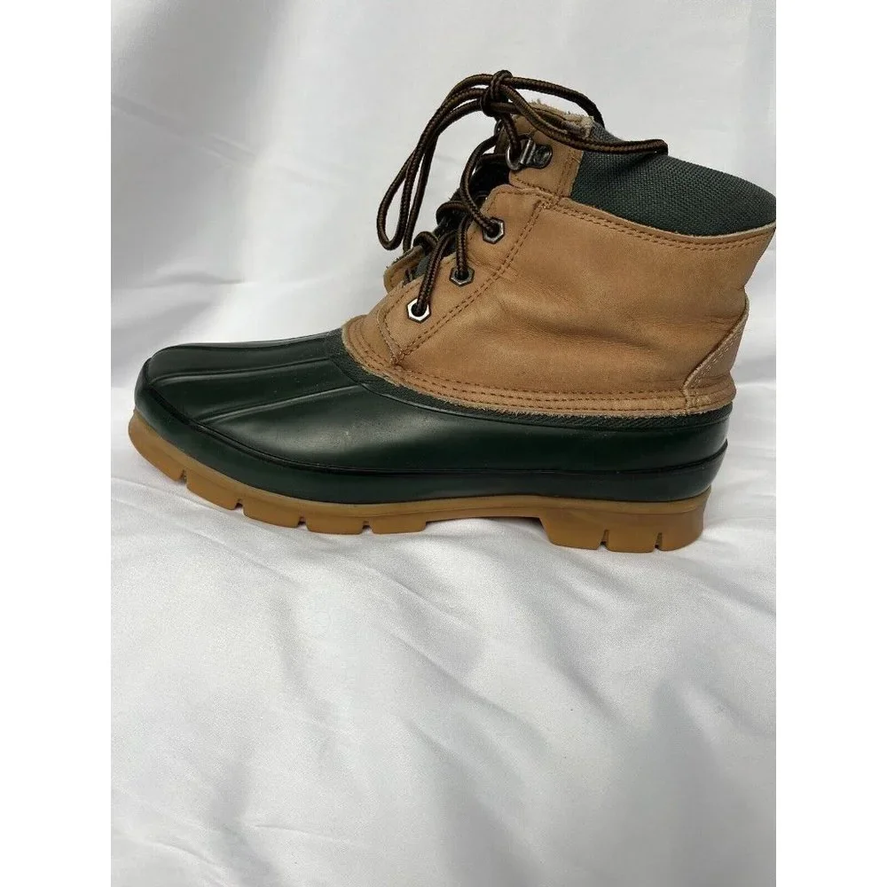 Lands End Mens 7‎ Womens 9 Boots Tan Green  Duck Thinsulate Waterproof EUC